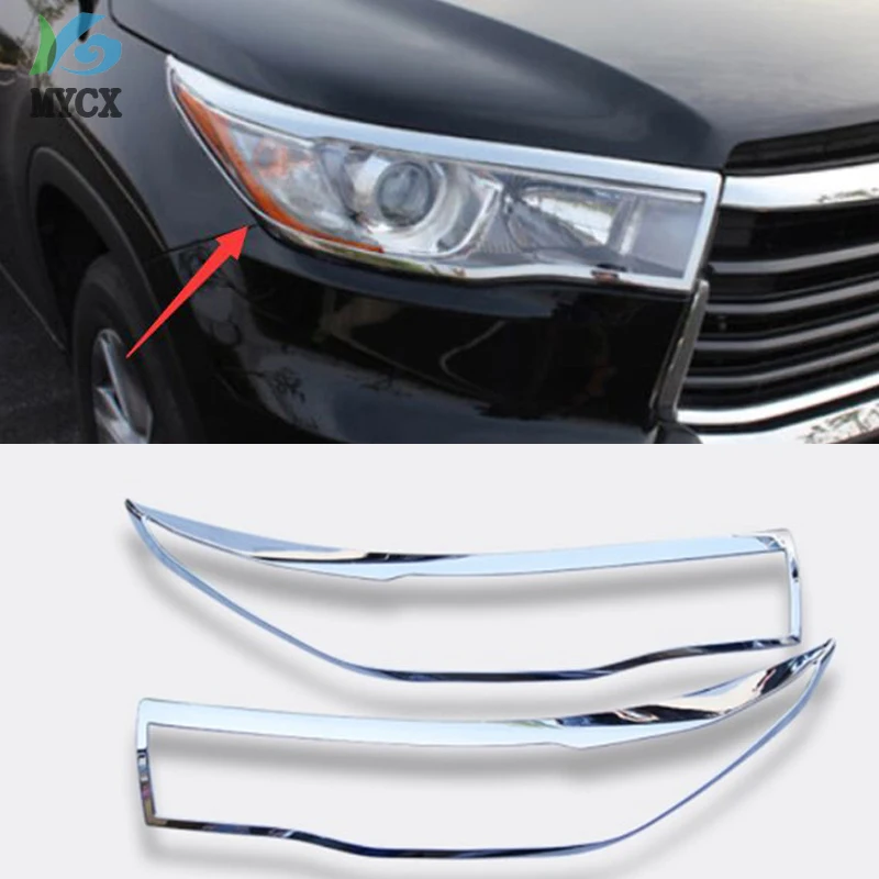 Аксессуары подходят для TOYOTA HIGHLANDER 2014 2015 KLUGER Хромированная передняя фара Крышка