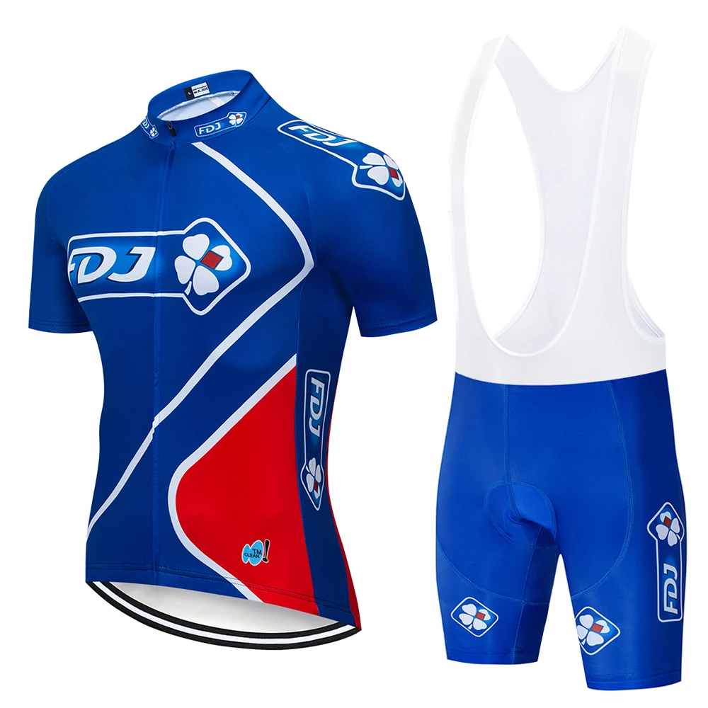 Мужской спортивный костюм для велоспорта FDJ Maillot голубой гелевая Подушка 19d
