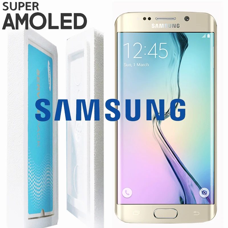Темно-синий золотой белый 5,1 ''SUPER AMOLED для SAMSUNG Galaxy s6 edge дисплей G925 G925F G925I сенсорный экран дигитайзер
