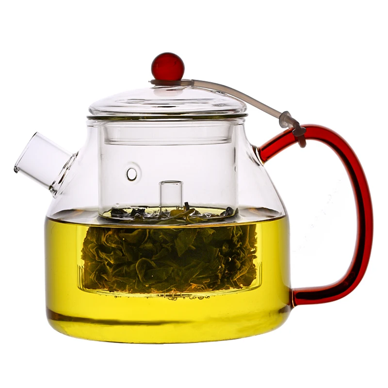 1100 мл термостойкий высокий боросиликатный стеклянный чайный горшок лимонный