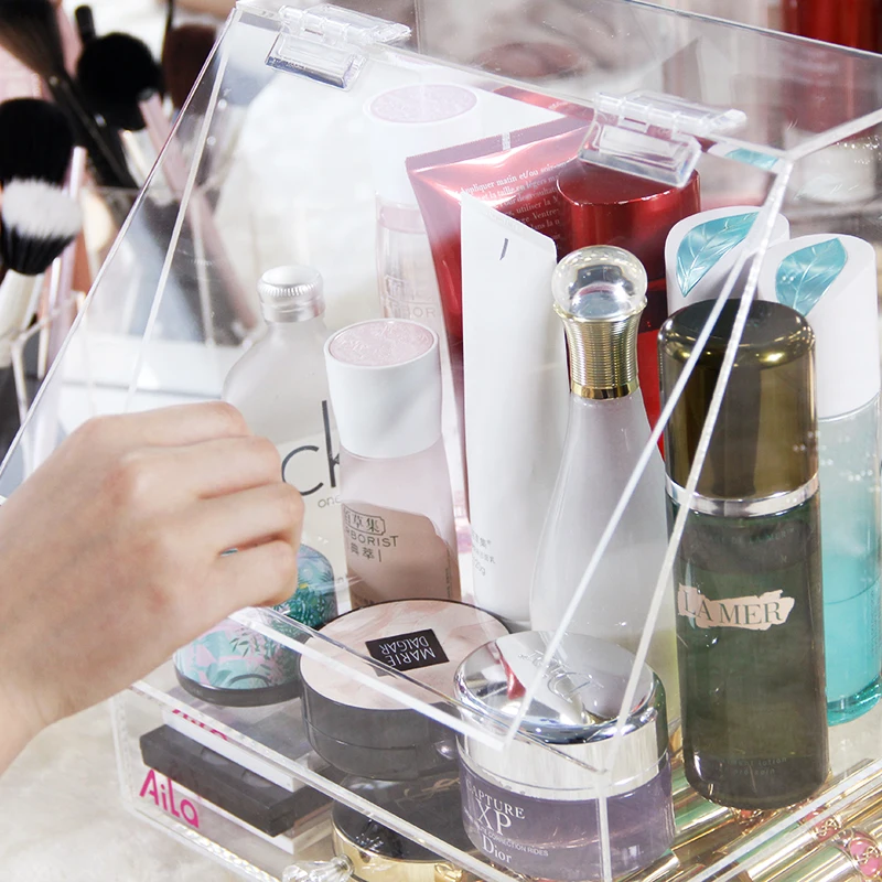 Aila акриловый Органайзер для макияжа держатель косметики ящик хранения с защитой