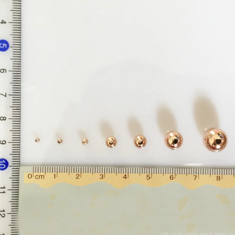 Круглые мини-шарики из розового золота 14 к не выцветают для изготовления