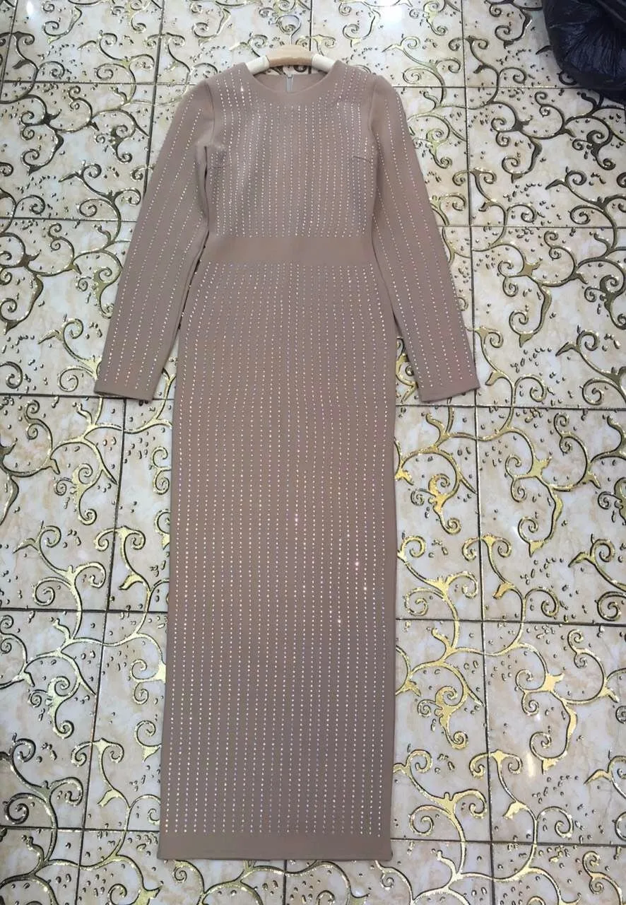 4 цвета Для женщин Роскошные пикантные с длинными рукавами со стразами по колено