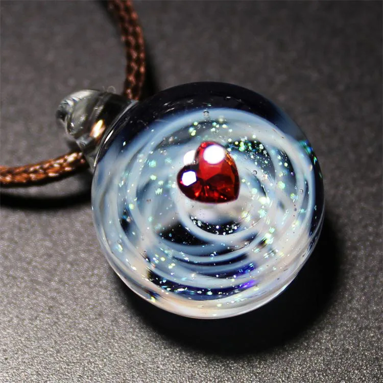 Женское ожерелье с подвеской из стеклянных шариков на солнечной системе подарок