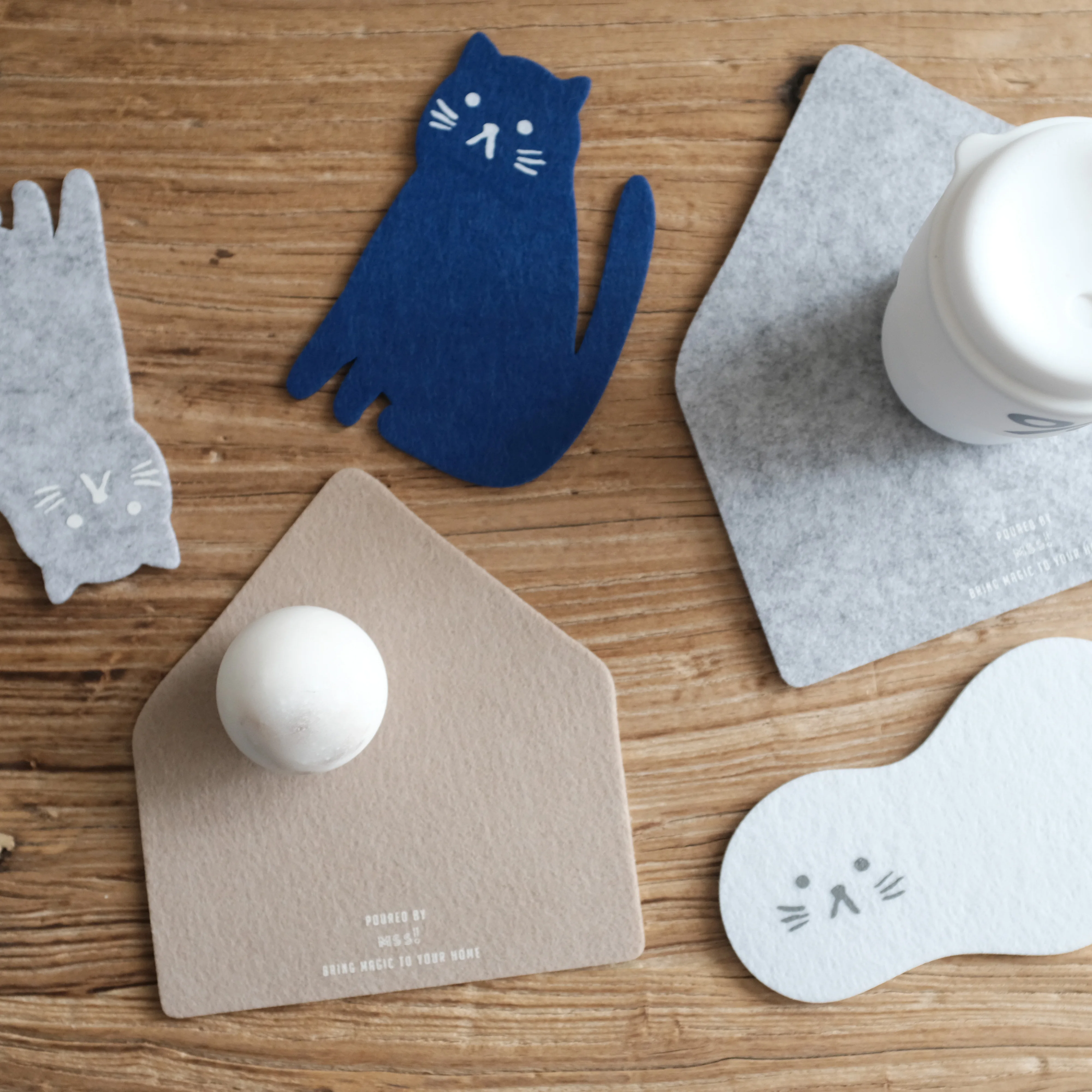 Original Design Felt Coaster Decorative Cat House Cloud Placemat Table Insulation Anti-scalding Nordic Style 4pcs/set | Дом и сад