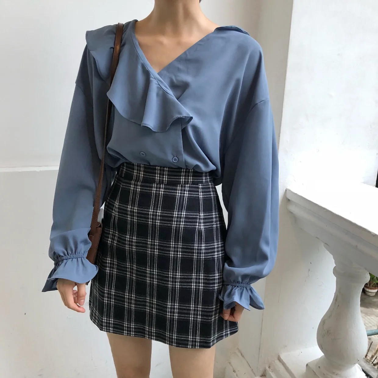 Saia Feminina Осенняя женская одежда корейская Ulzzang Harajuku винтажная клетчатая мини-юбка с высокой талией Женская Черная трапециевидная юбка