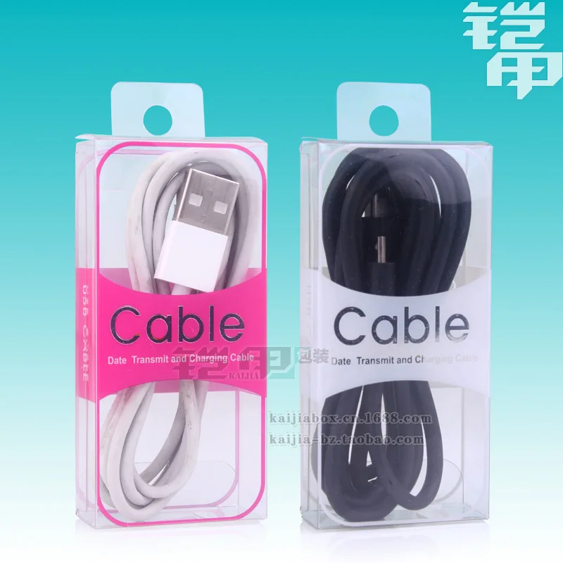 Прозрачная пластиковая упаковочная коробка из ПВХ для 1 м кабеля Розничная