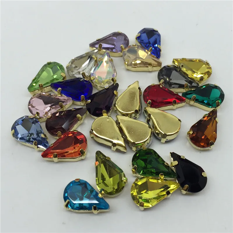 TopStone Xilion Drop Gold Claw Стразы 6x10 8x13 мм КАПЛЕВИДНАЯ пришивка стекло кристалл камень
