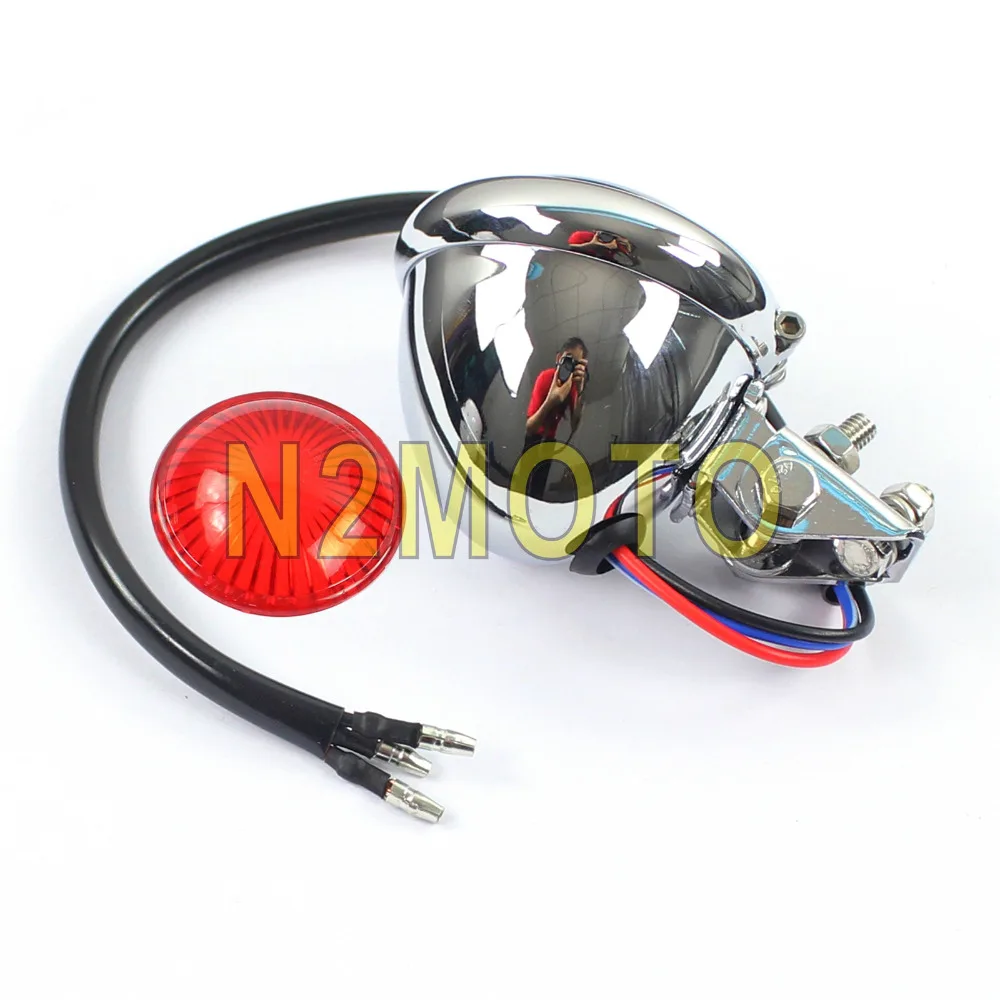 Хром 12V светодиодный мотоцикл Винтаж пользовательские Бейтс Стиль стоп сигнал