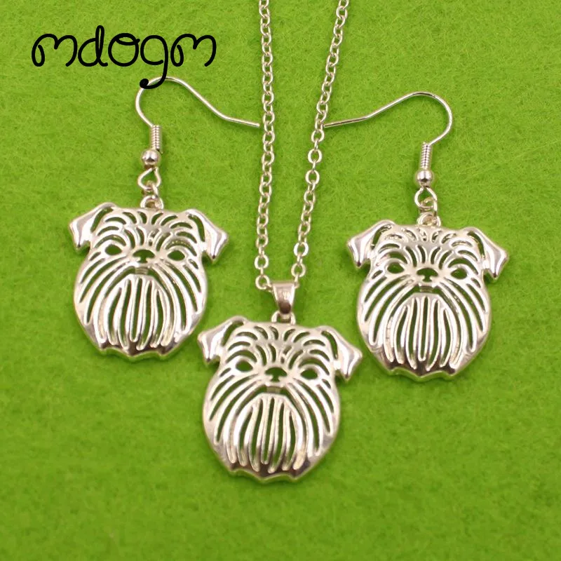 Mdogm Брюссель Грифон собака животные Ювелирные наборы ожерелье Висячие серьги