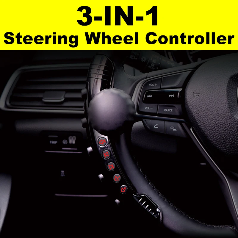 Universal 3 In1 Wireless Car Steering Wheel Button Remote Control LED Car DVD Navigation Buttons Remote Controller+Booster Ball