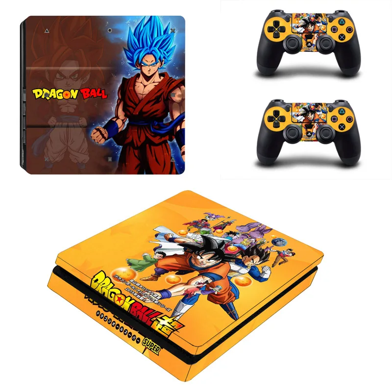 Оранжевый ARRKEO Dragon Ball Z Сон Гоку виниловые наклейки в виде Фотообоев c переводными картинками кожи Стикеры для Игровые приставки 4 PS4 Slim консоли 2 контроллеры Скины светодиодный свет бар - Цвет: Оранжевый
