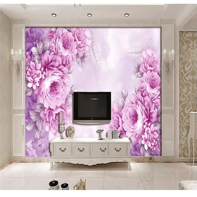 

Vintage hand-painted romantic rose TV background wall professional production wallpaper mural custom poster photo wall