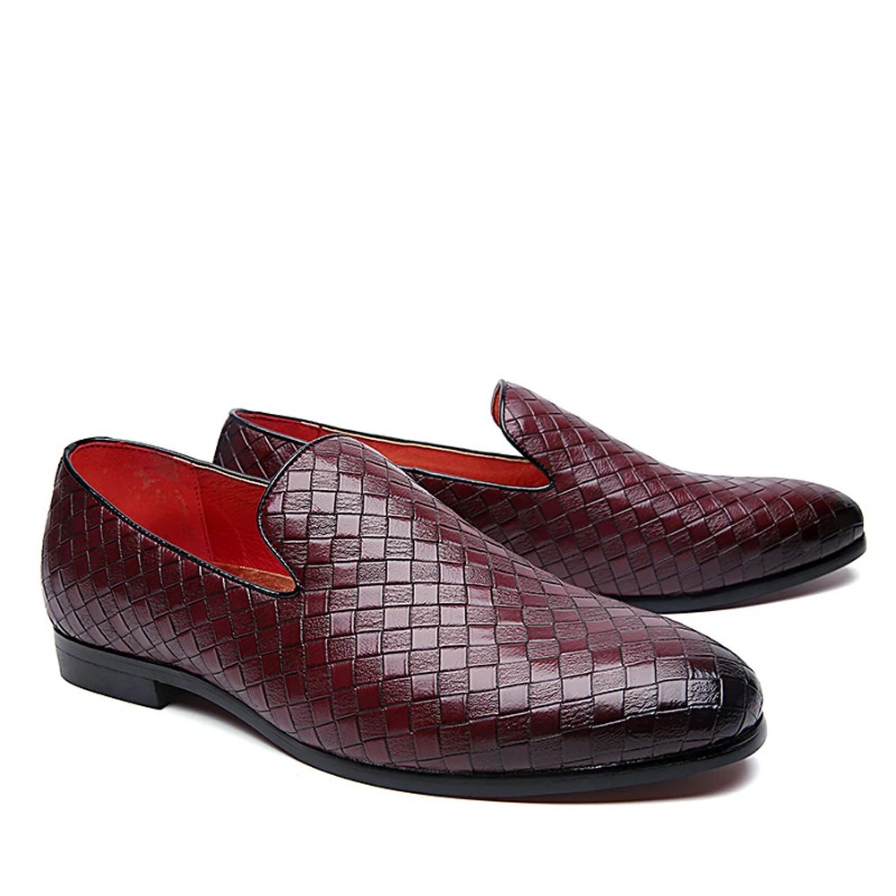 QFFAZ Men Shoes Luxury Brand Braid Leather Casual Driving Oxfords Shoes Men Loafers Moccasins Italian Shoes for Men Flats