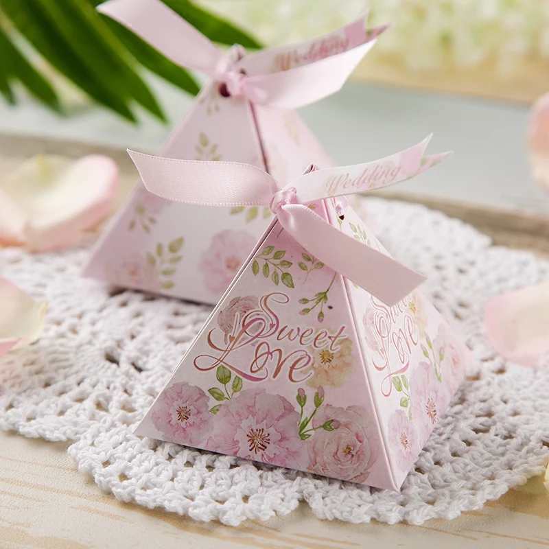 100 шт рекламные треугольные сладкие розовые вишневые Цветы Свадебные сувениры