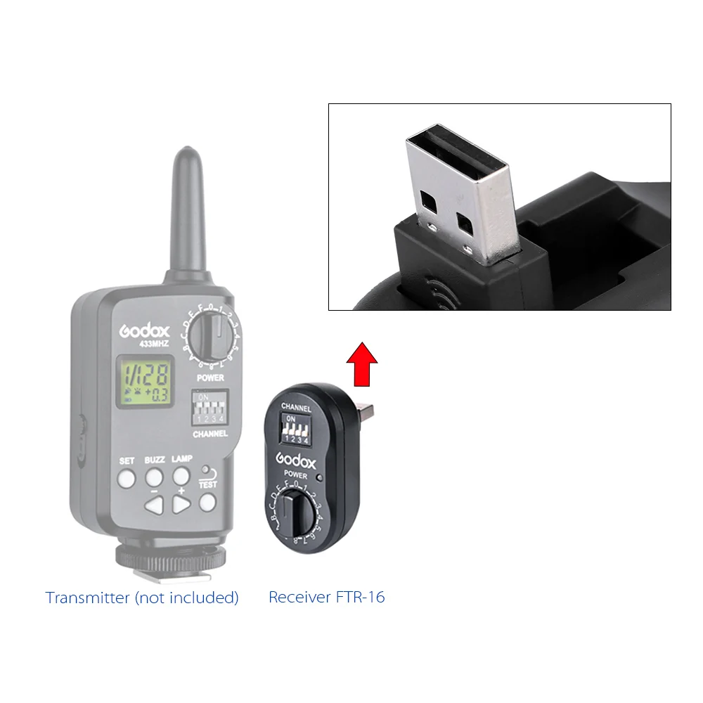 Godox FTR-16 Беспроводной Управление флэш-приемник вспышки с USB Интерфейс для Godox AD180 AD360 Speedlite или вспышки студии кварты \ QS \ GT
