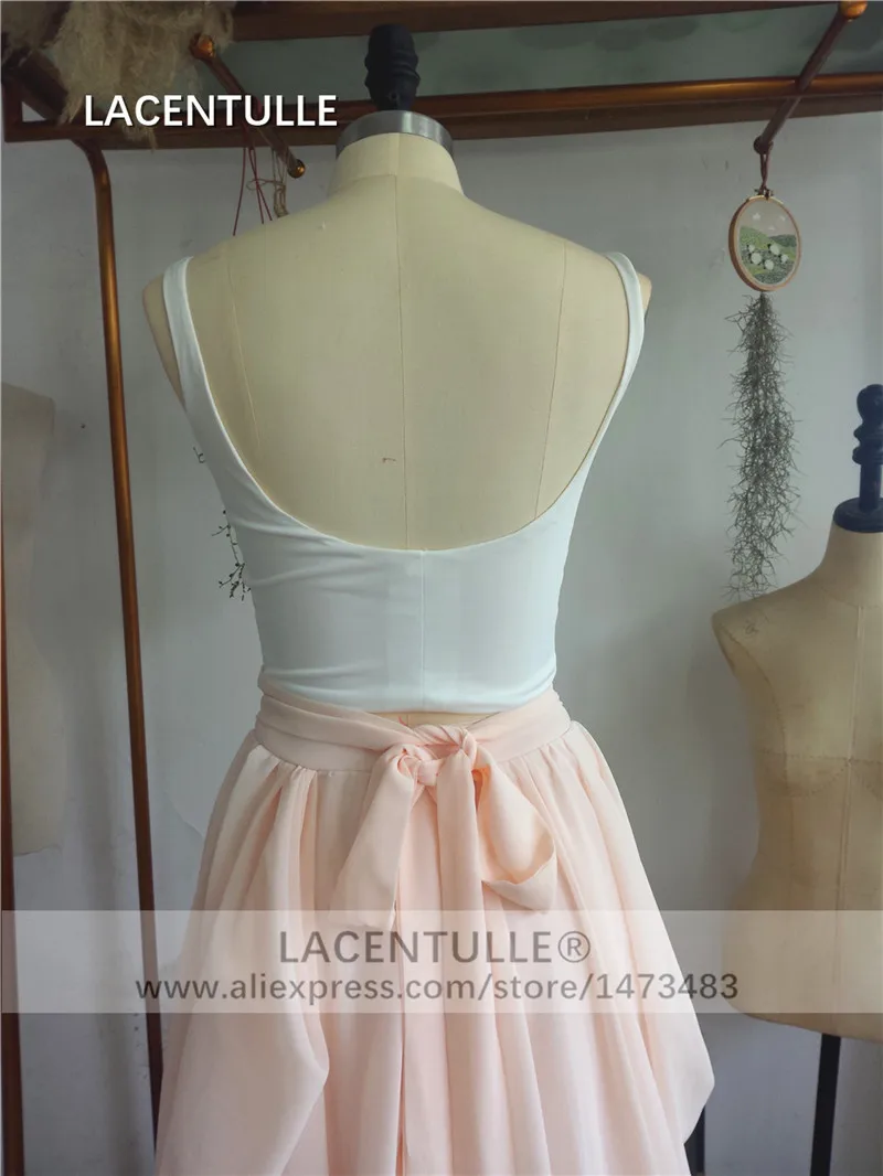 Свадебные платья с круглым вырезом из двух частей для загородного пляжа женские