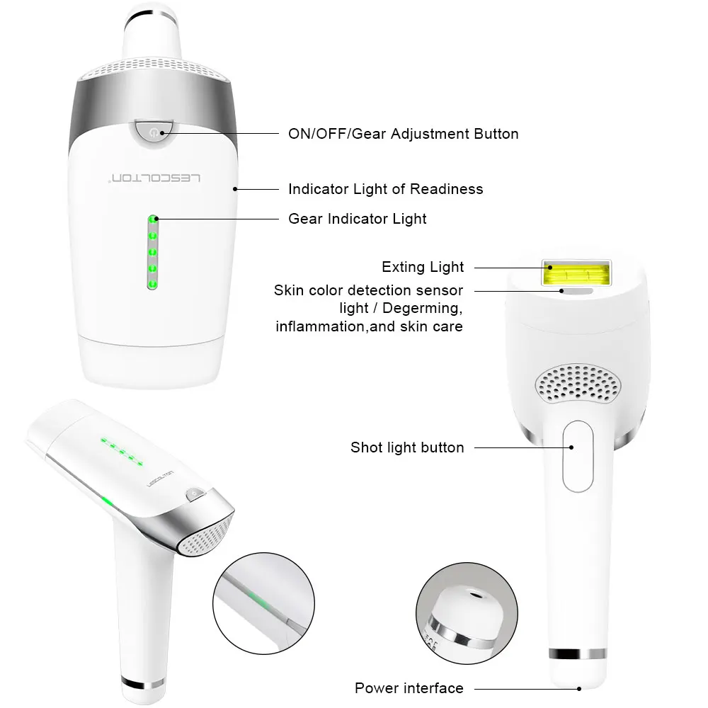 Lescolton IPL Машинка для удаления волос, постоянный Электрический лазерный эпилятор, 700000 импульсный депилятор, средство для удаления волос на лице, женское и мужское бикини