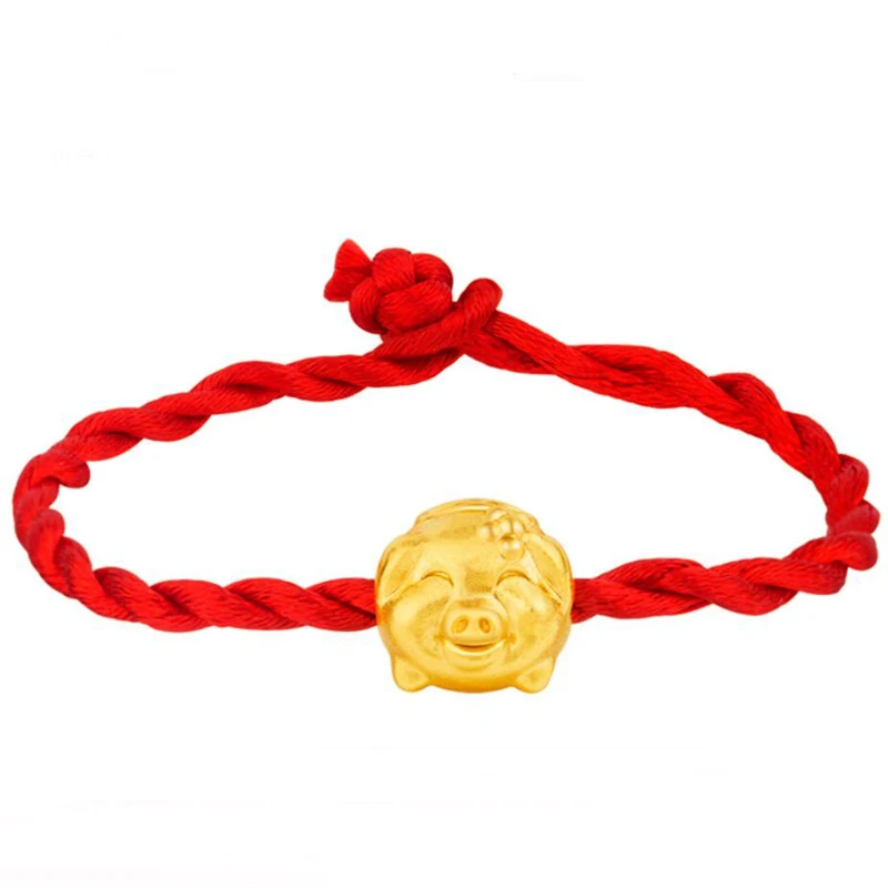 Fashion Silver Color Cute Zodiac Gold Pig Bead Bracelets For Women Jewelry Classic Red Rope Bangles Girl Boy Birthday Party Gift | Украшения