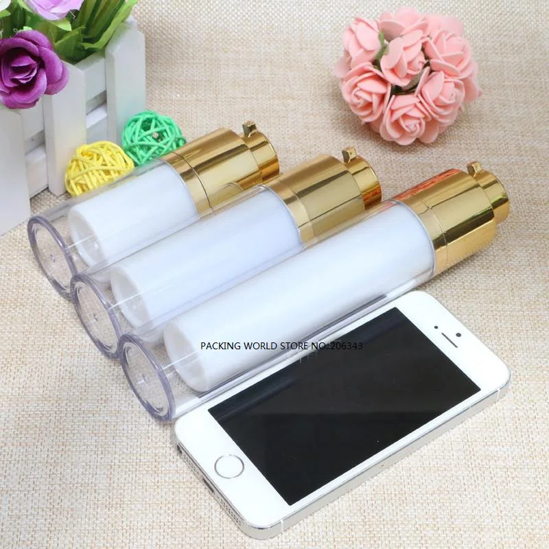 Вращающаяся безвоздушная бутылка 30 мл с золотым/серебряным насосом для