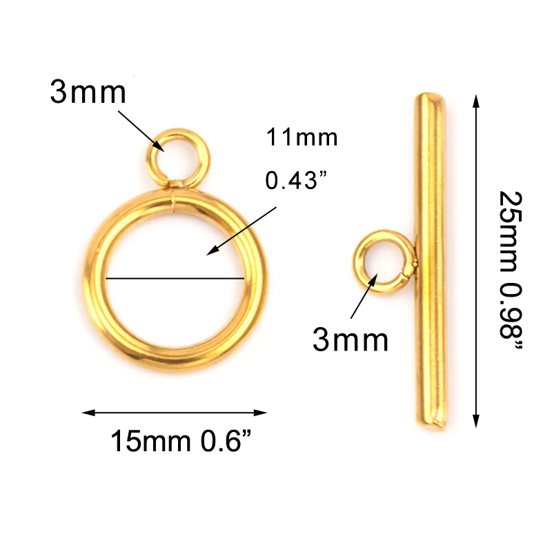 

Risul Stainless Steel 2 Sets gold/steel Toggle Clasps Connector OT clasp Silver necklace DIY Jewelry Findings Accessories clasp