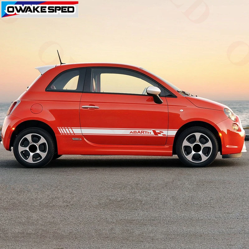 Спортивная наклейка в полоску для Fiat 500 595 дюйма задняя боковая юбка Виниловая