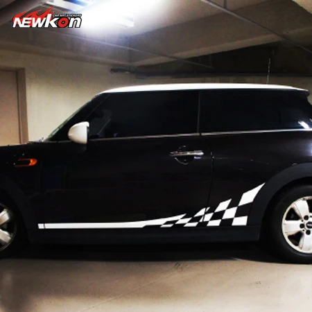 Миниатюрный медный клетчатый флаг наклейка на боковую дверь Виниловая корпус