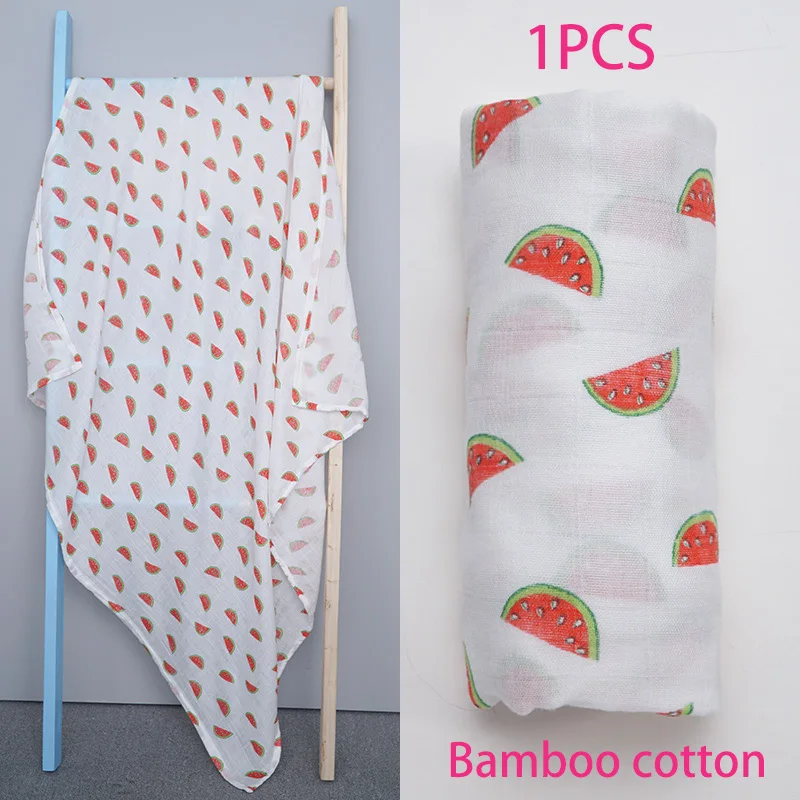 Watermelon Новое цветное бамбуковое хлопковое детское одеяло для новорожденных, Набор детских кроватей с единорогом, аксессуары, Супермягкие пеленки для пеленания - Цвет: Watermelon