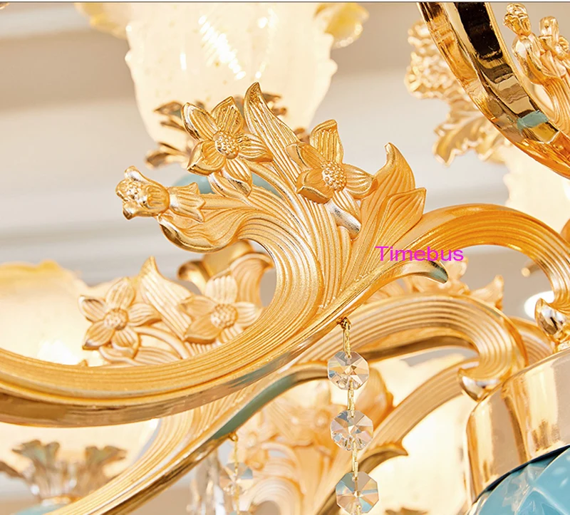 

Home Decoration Modern Glass Chandelier Living LED Lamps chandelier lighting Bedroom French Blue Zinc Alloy Crystal Chandeliers