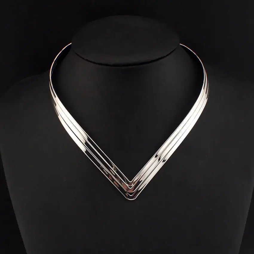 Silver Manilai Северной Африки моменты Воротник Чокеры модные 3 Слои яркий металл сварки Биб женщины Ожерелья себе украшения CE2524 - Окраска металла: Silver