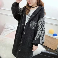 europe station autumn and winter new pattern suit dress fashion outside the ride long sweater cardigan loose coat woman