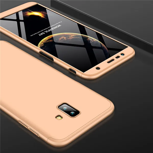 Для samsung Galaxy J6 Plus чехол для J6 Prime 360 полная защита+ ультра тонкий защитный чехол для телефона J610F SM-J610F J610 Coque - Цвет: Золотой