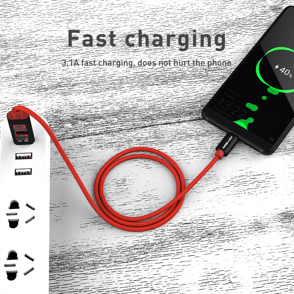 Кабель KEYSION USB Type C с цифровым дисплеем провод для быстрой зарядки телефона Samsung S10