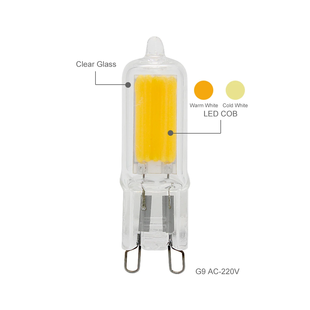 Мини стекло без мерцания 3 Вт диммируемая G9 Светодиодная лампа COB SMD хрустальная