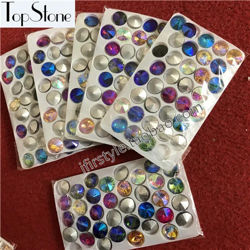 14mm 35pcs Mix colors AB модные Rivoli камень 6 мм 8 мм, 10 мм, 12 мм, 14 мм, 16,18 мм стеклянные кристаллы для изготовления ювелирных изделий, украшения своими руками - Цвет: 14mm 35pcs