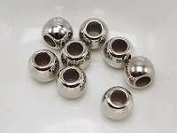 200 silver colour tone metallic acrylic round pony beads 8x6mm big hole spacer