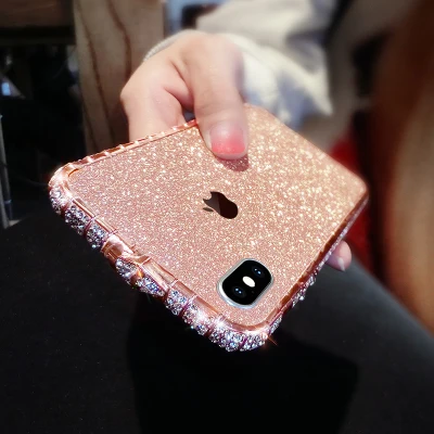 Pink Змеиная кожа; блестящие стразы рамка& бампер чехол для iPhone 7 8 Plus, 6, 6 S, Plus, XSMAX прозрачный металл алмазный рамки Металлическая задняя крышка чехол для телефона - Цвет: Pink