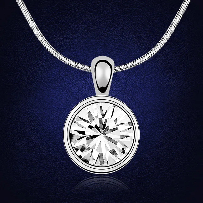 Классический белый золотой цвет белые кристаллы от Swarovski Кулон ожерелье на День