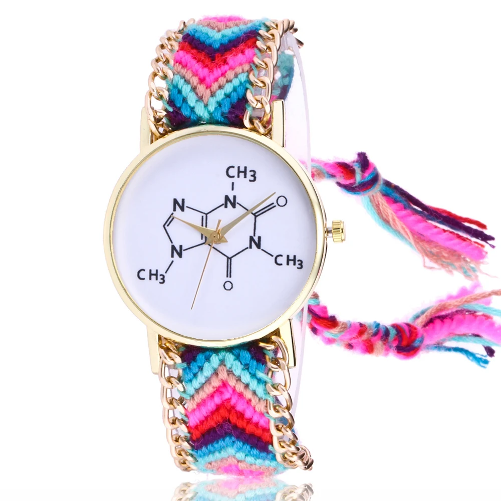 Женские наручные часы креативный Ретро Круглый циферблат шерсть ручная работа
