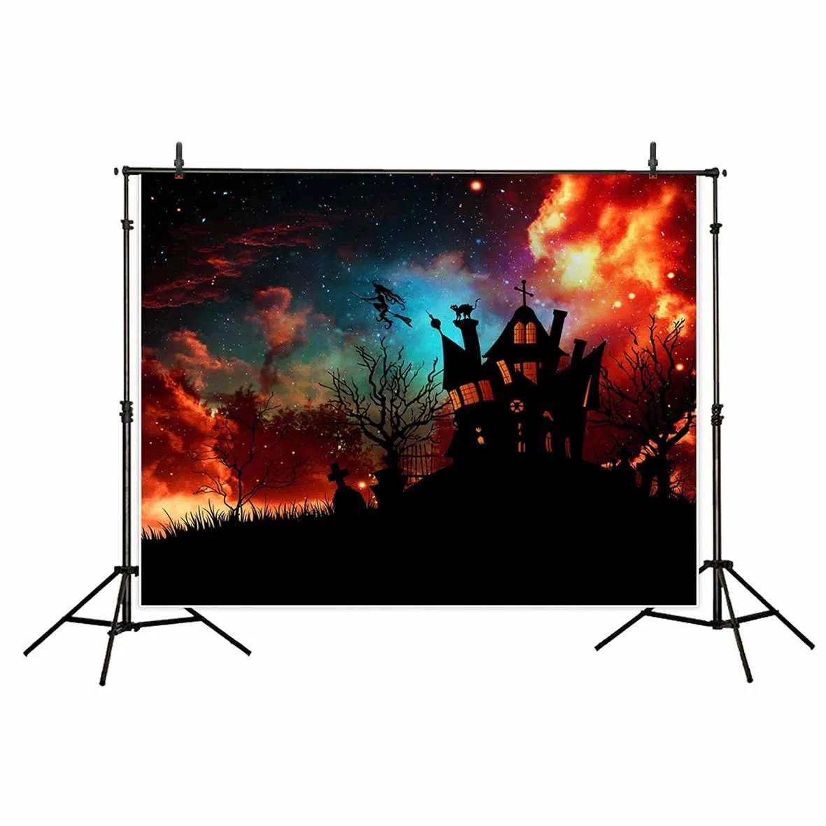 Allenjoy Хэллоуин декорация замок звезды дерево гравировка фото фон фотографический