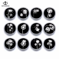 royalbeier 12pclot flowers pattern snap button 12mm glass snap diy buttons for banglebracelet round snap jewelry for women