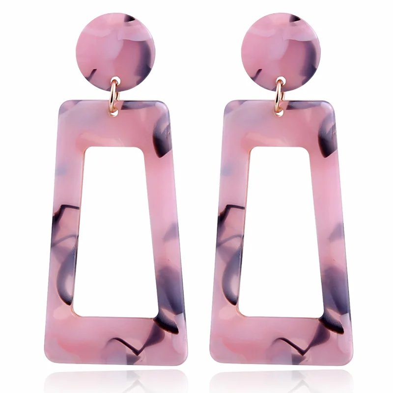 Pink Xiyanike геометрической формы, в стиле бохо серьги Модные украшения красочные с леопардовым принтом акриловые серьги с подвеской в виде для Для женщин E2030 - Окраска металла: Pink