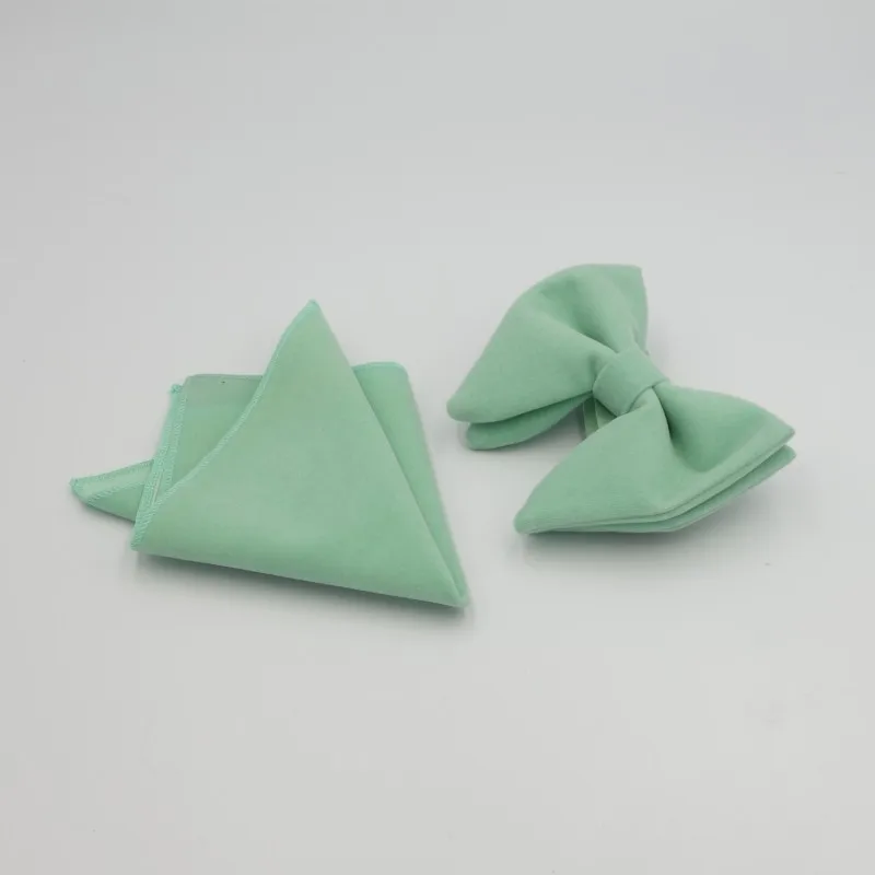MINT Ikepeibao формальные мужские черные бархатные красные комплекты галстуков-бабочек с Hankie Fushcia Neckwear аксессуары - Цвет: MINT