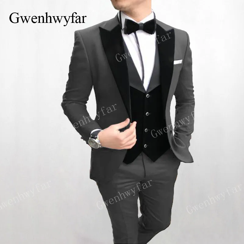grey Gwenhwyfar, костюм Homme, Голубое озеро, официальные свадебные костюмы для мужчин, на заказ, мужские костюмы, Ternos Masculino, приталенный смокинг, 3 предмета - Цвет: grey