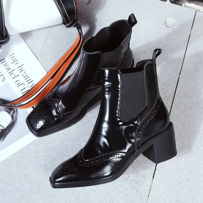 Модные Винтажные Роскошные полусапожки из натуральной кожи женские ботильоны с