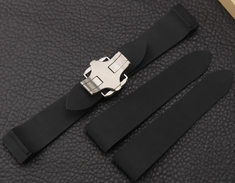 HUXIE 25 мм силиконовый ремешок для автомобиля SANTOS 100 W2020007 men'sWatch ремешок водонепроницаемый ремешок для часов с пряжкой-бабочкой