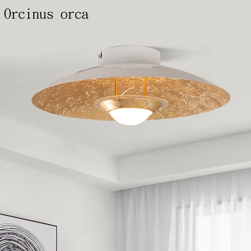 

Nordic modern ultra-thin gold foil LED ceiling living room corridor bedroom lamp postmodern simple creative marble ceiling lamp