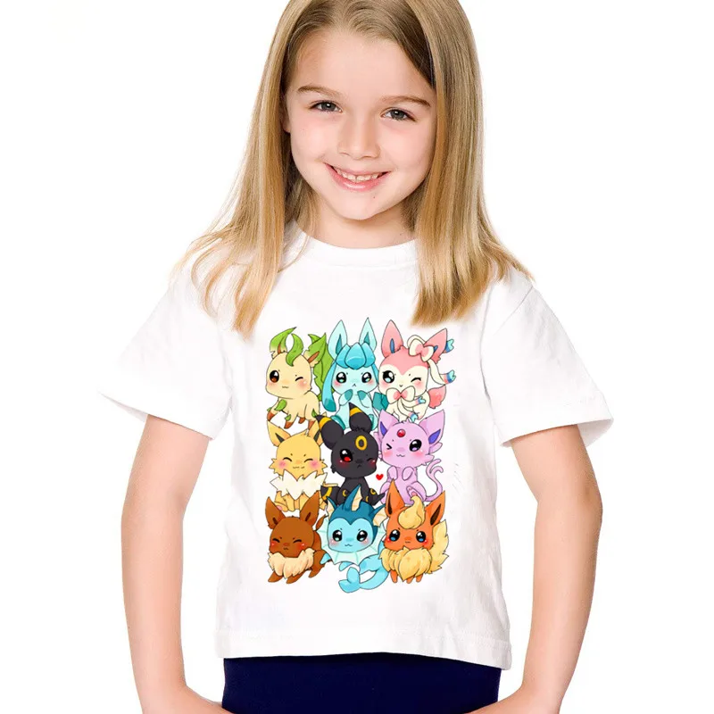 Детские футболки Pokemon Go Pop eveelutions Spirits Got Fit Them All Summer топы для мальчиков и девочек