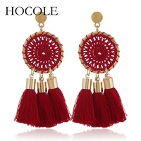 hocole new bohemian 5 color long tassel earrings fashion nets weaving fringed statement drop dangle earrings for women oorbellen