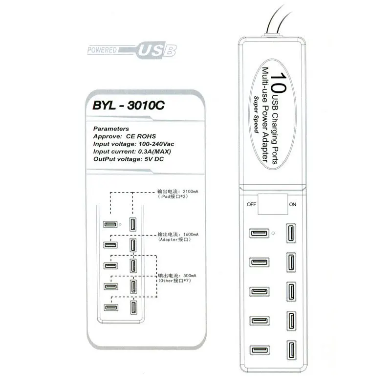Новинка 5 в постоянного тока 10 портов USB зарядная станция умное зарядное